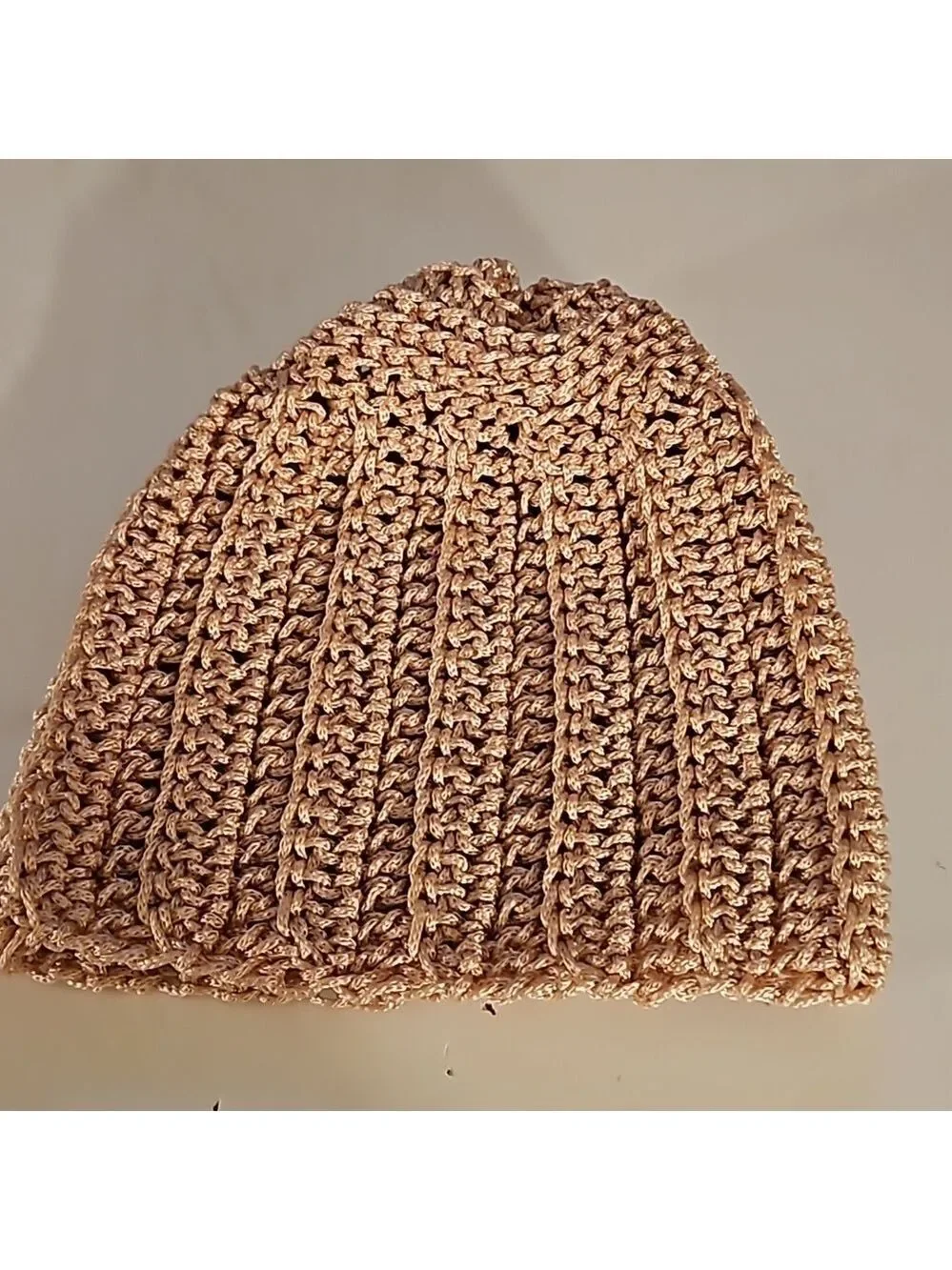 Handmade Crochet Pom pom Beanie hat Pink hollow out stitch Retro Nylon Art